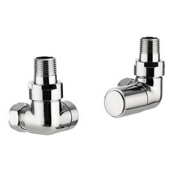 Chrome Radiator Valves Corner Pair Flat Front | E001