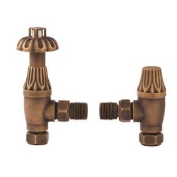 Hudson Reed Antique Brass Radiator Valves Angled | RV006