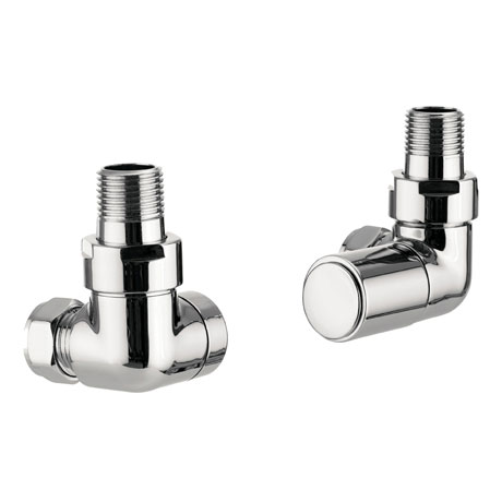 Chrome Radiator Valves Corner Pair Flat Front