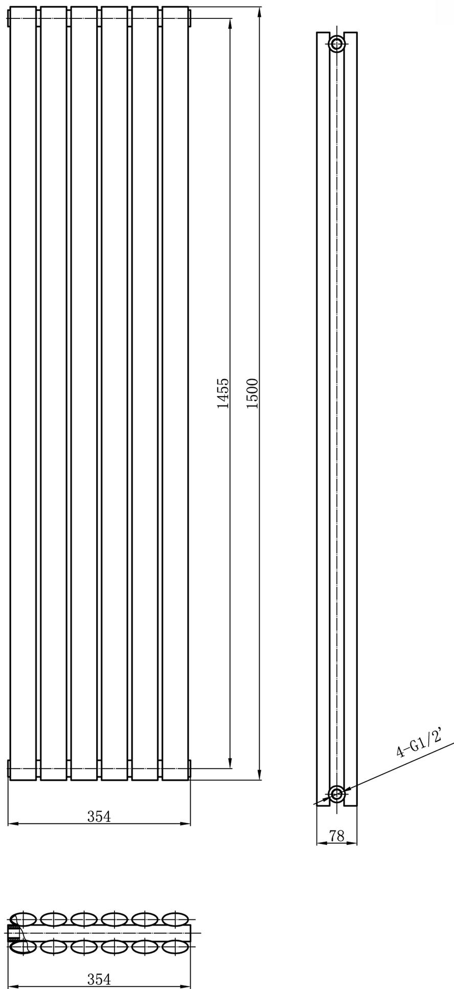 Hudson Reed Revive High Gloss Black Double Designer Radiator | HLB76