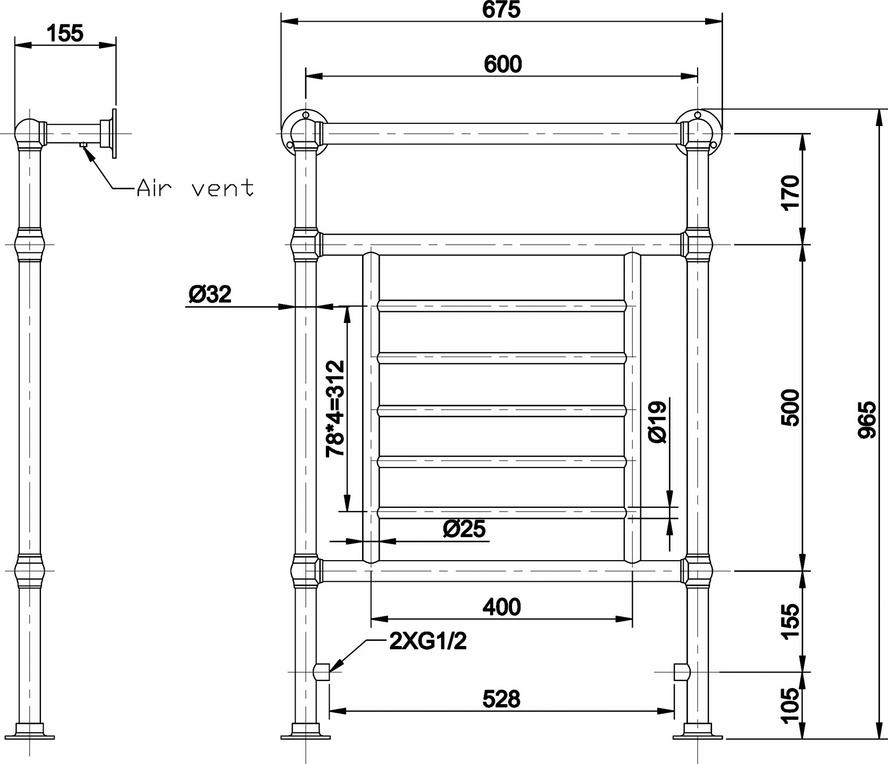 Hudson Reed Princess Towel Rail Ex-Display Price Crash | HT303