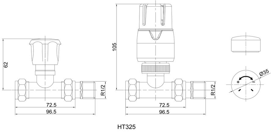 Hudson Reed Chrome Thermostatic Radiator Valves Straight | HT325