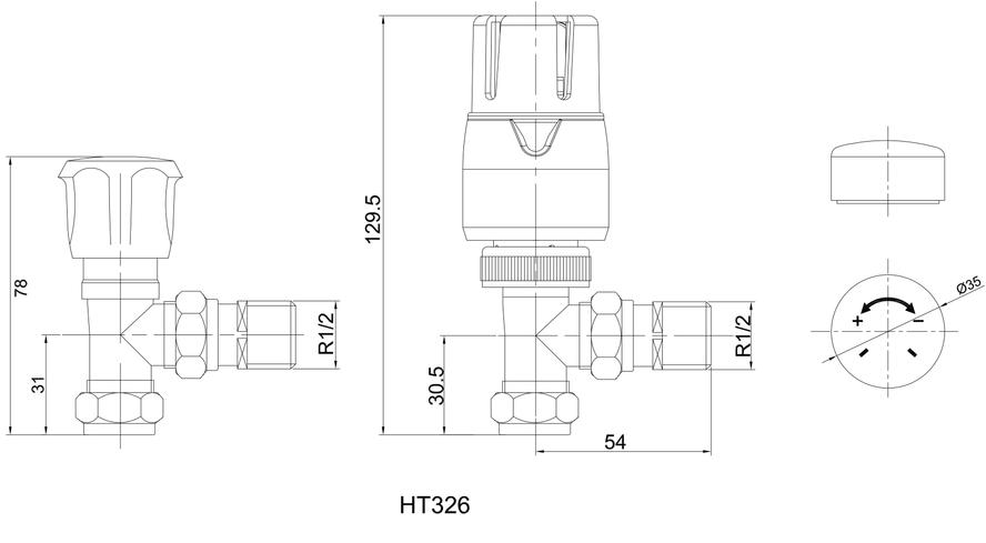 Hudson Reed Chrome Thermostatic Radiator Valves Angled | HT326
