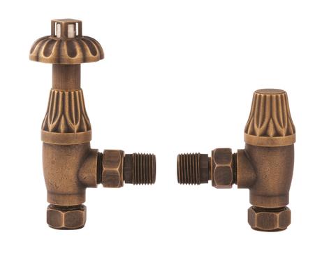 Hudson Reed Antique Brass Radiator Valves Angled | RV006