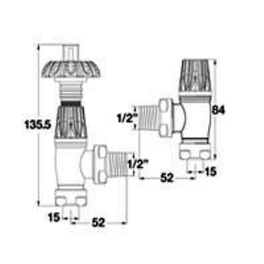 Hudson Reed Antique Brass Radiator Valves Angled | RV006